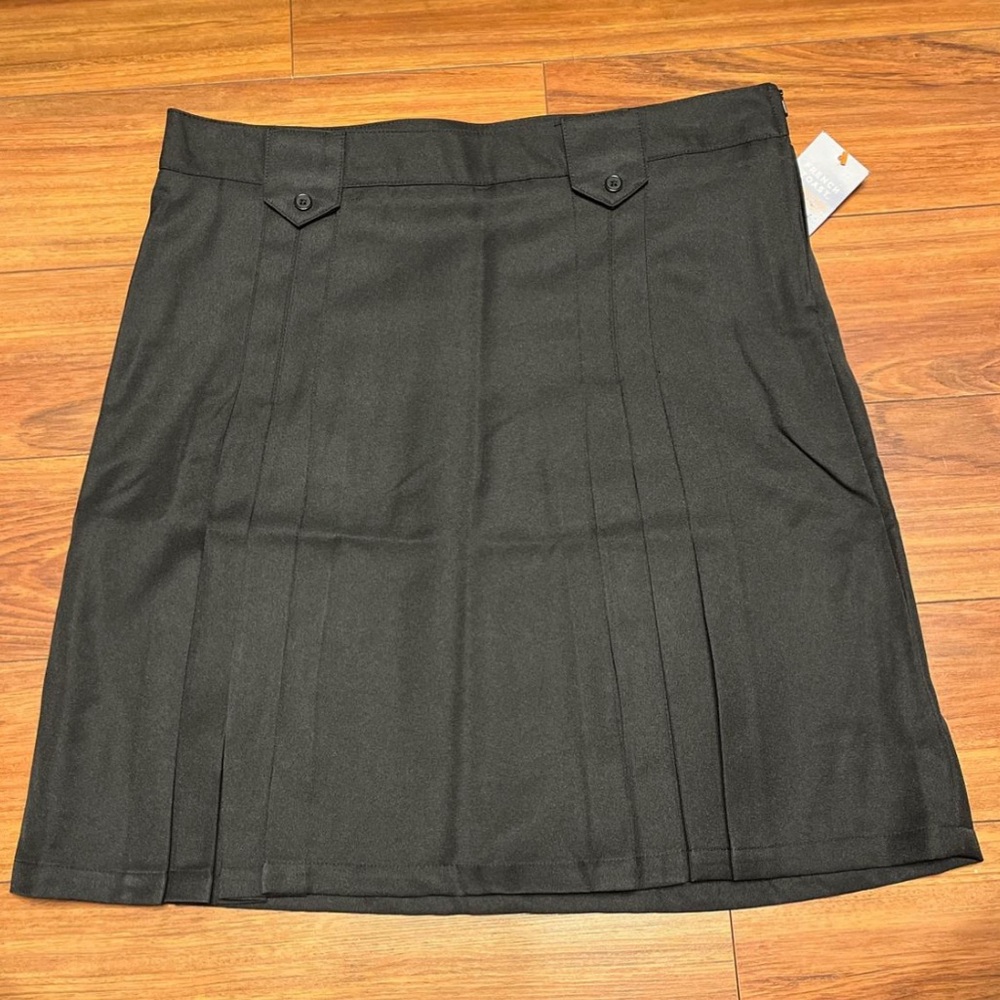 French Toast Black Pleated Girls Skirt with pockets